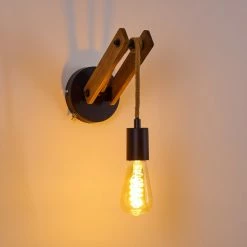 Hofstein Aarhus Wandleuchte Schwarz, Holz dunkel, 1-flammig -Wandleuchten Verkaufsgeschäft aarhus wandleuchte h3315170 12