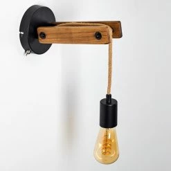 Hofstein Aarhus Wandleuchte Schwarz, Holz dunkel, 1-flammig -Wandleuchten Verkaufsgeschäft aarhus wandleuchte h3315170 13