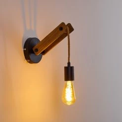 Hofstein Aarhus Wandleuchte Schwarz, Holz dunkel, 1-flammig -Wandleuchten Verkaufsgeschäft aarhus wandleuchte h3315170 18