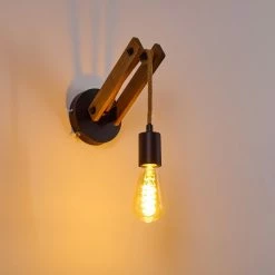 Hofstein Aarhus Wandleuchte Schwarz, Holz dunkel, 1-flammig -Wandleuchten Verkaufsgeschäft aarhus wandleuchte h3315170 2