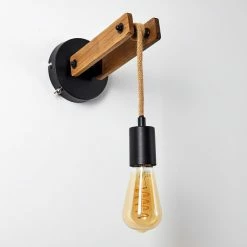 Hofstein Aarhus Wandleuchte Schwarz, Holz dunkel, 1-flammig -Wandleuchten Verkaufsgeschäft aarhus wandleuchte h3315170 22