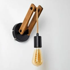 Hofstein Aarhus Wandleuchte Schwarz, Holz dunkel, 1-flammig -Wandleuchten Verkaufsgeschäft aarhus wandleuchte h3315170 4