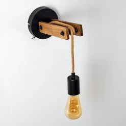 Hofstein Aarhus Wandleuchte Schwarz, Holz dunkel, 1-flammig -Wandleuchten Verkaufsgeschäft aarhus wandleuchte h3315170 5