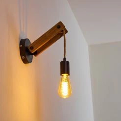 Hofstein Aarhus Wandleuchte Schwarz, Holz dunkel, 1-flammig -Wandleuchten Verkaufsgeschäft aarhus wandleuchte h3315170 6