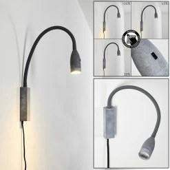 Hofstein Alsea Bettleuchte LED Grau, 1-flammig, Bewegungsmelder