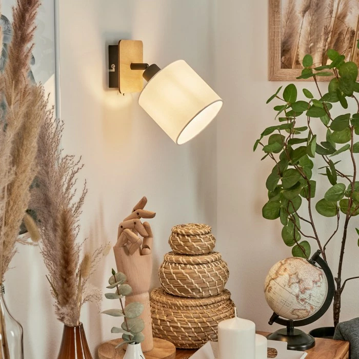 Hofstein Alsen Wandleuchte Schwarz, Holz hell, 1-flammig 11 Hofstein Alsen Wandleuchte Schwarz, Holz hell, 1-flammig – Bild 11