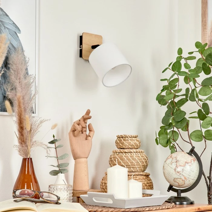 Hofstein Alsen Wandleuchte Schwarz, Holz hell, 1-flammig 12 Hofstein Alsen Wandleuchte Schwarz, Holz hell, 1-flammig – Bild 12