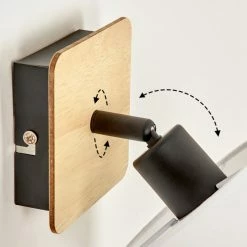 Hofstein Alsen Wandleuchte Schwarz, Holz hell, 1-flammig 17 Hofstein Alsen Wandleuchte Schwarz, Holz hell, 1-flammig -Wandleuchten Verkaufsgeschäft alsen wandleuchte h3581131 5