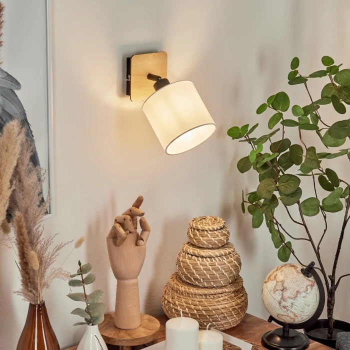 Hofstein Alsen Wandleuchte Schwarz, Holz hell, 1-flammig 9 Hofstein Alsen Wandleuchte Schwarz, Holz hell, 1-flammig – Bild 9