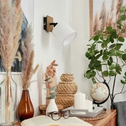 Hofstein Alsen Wandleuchte Schwarz, Holz dunkel, 1-flammig -Wandleuchten Verkaufsgeschäft alsen wandleuchte h3581179 9