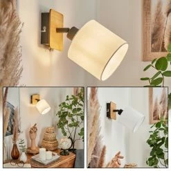 Hofstein Alsen Wandleuchte Schwarz, Naturfarben, 1-flammig