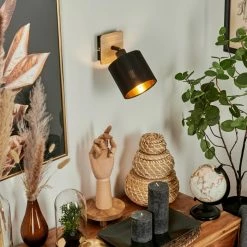 Hofstein Alsen Wandleuchte Schwarz, Holz hell, 1-flammig -Wandleuchten Verkaufsgeschäft alsen wandleuchte h3581254 6