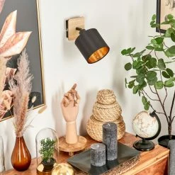 Hofstein Alsen Wandleuchte Schwarz, Holz hell, 1-flammig -Wandleuchten Verkaufsgeschäft alsen wandleuchte h3581254 9