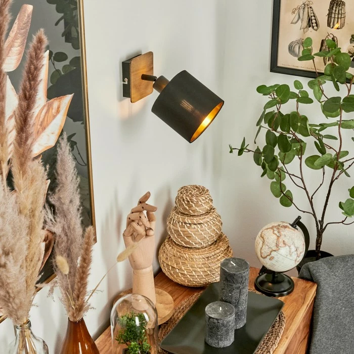 Hofstein Alsen Wandleuchte Schwarz, Holz dunkel, 1-flammig 11 Hofstein Alsen Wandleuchte Schwarz, Holz dunkel, 1-flammig – Bild 11