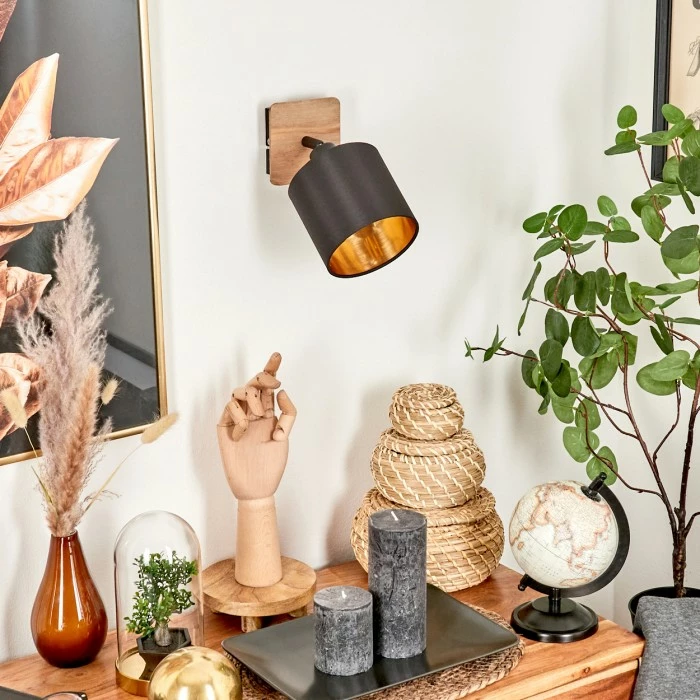 Hofstein Alsen Wandleuchte Schwarz, Holz dunkel, 1-flammig 12 Hofstein Alsen Wandleuchte Schwarz, Holz dunkel, 1-flammig – Bild 12