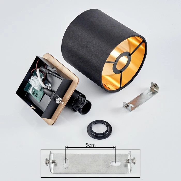 Hofstein Alsen Wandleuchte Schwarz, Holz dunkel, 1-flammig 5 Hofstein Alsen Wandleuchte Schwarz, Holz dunkel, 1-flammig – Bild 5