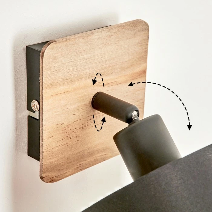 Hofstein Alsen Wandleuchte Schwarz, Holz dunkel, 1-flammig 6 Hofstein Alsen Wandleuchte Schwarz, Holz dunkel, 1-flammig – Bild 6