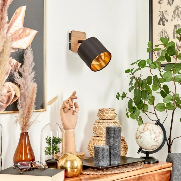 Hofstein Alsen Wandleuchte Schwarz, Holz dunkel, 1-flammig 10 Hofstein Alsen Wandleuchte Schwarz, Holz dunkel, 1-flammig – Bild 10