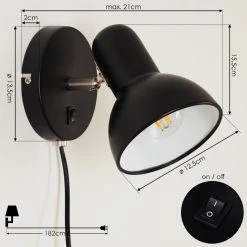 Hofstein Ambousi Wandleuchte Chrom, Schwarz, 1-flammig 15 Hofstein Ambousi Wandleuchte Chrom, Schwarz, 1-flammig -Wandleuchten Verkaufsgeschäft ambousi wandleuchte h3409541 3