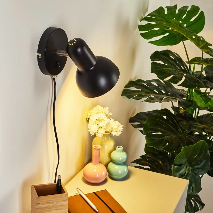 Hofstein Ambousi Wandleuchte Chrom, Schwarz, 1-flammig 7 Hofstein Ambousi Wandleuchte Chrom, Schwarz, 1-flammig – Bild 7