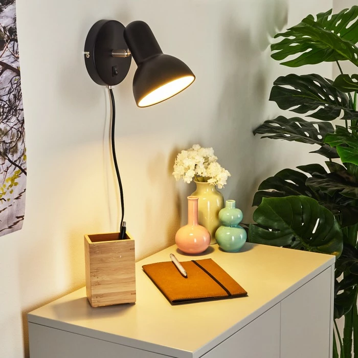 Hofstein Ambousi Wandleuchte Chrom, Schwarz, 1-flammig 10 Hofstein Ambousi Wandleuchte Chrom, Schwarz, 1-flammig – Bild 10