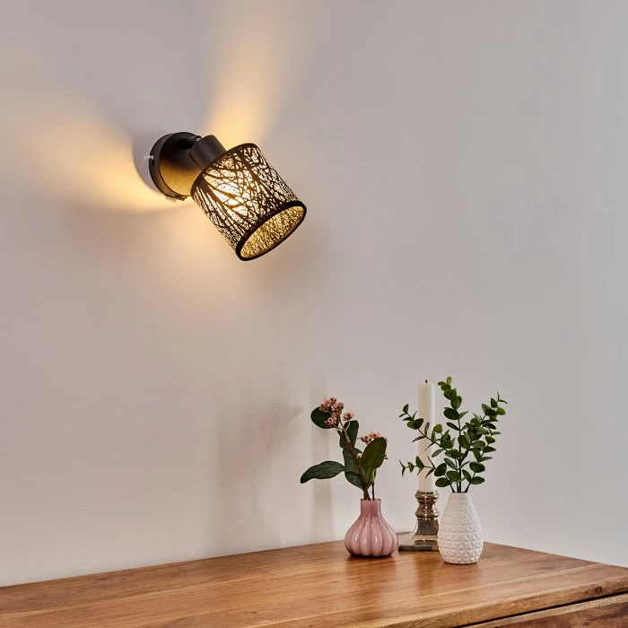 Hofstein Antalya Wandleuchte Schwarz, 1-flammig 4 Hofstein Antalya Wandleuchte Schwarz, 1-flammig – Bild 4