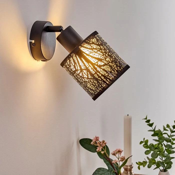 Hofstein Antalya Wandleuchte Schwarz, 1-flammig 7 Hofstein Antalya Wandleuchte Schwarz, 1-flammig – Bild 7