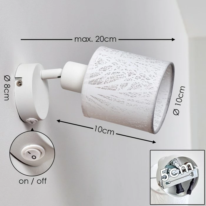 Hofstein Antalya Wandleuchte Weiß, 1-flammig 2 Hofstein Antalya Wandleuchte Weiß, 1-flammig – Bild 2