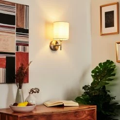 Hofstein Antillo Wandleuchte Nickel-Matt, 1-flammig