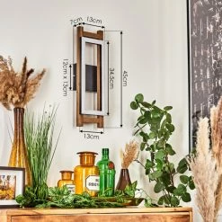 Hofstein Ayajasco Wandleuchte LED Schwarz, Holzoptik, Naturfarben, 1-flammig -Wandleuchten Verkaufsgeschäft ayajasco wandleuchte h3580073 3