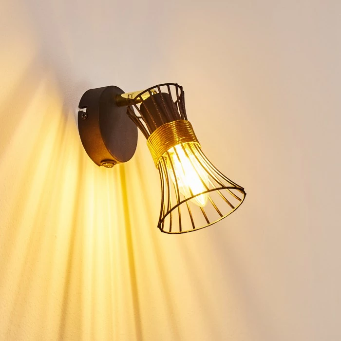 Hofstein Ayen Wandleuchte Schwarz-Gold, 1-flammig 13 Hofstein Ayen Wandleuchte Schwarz-Gold, 1-flammig – Bild 13