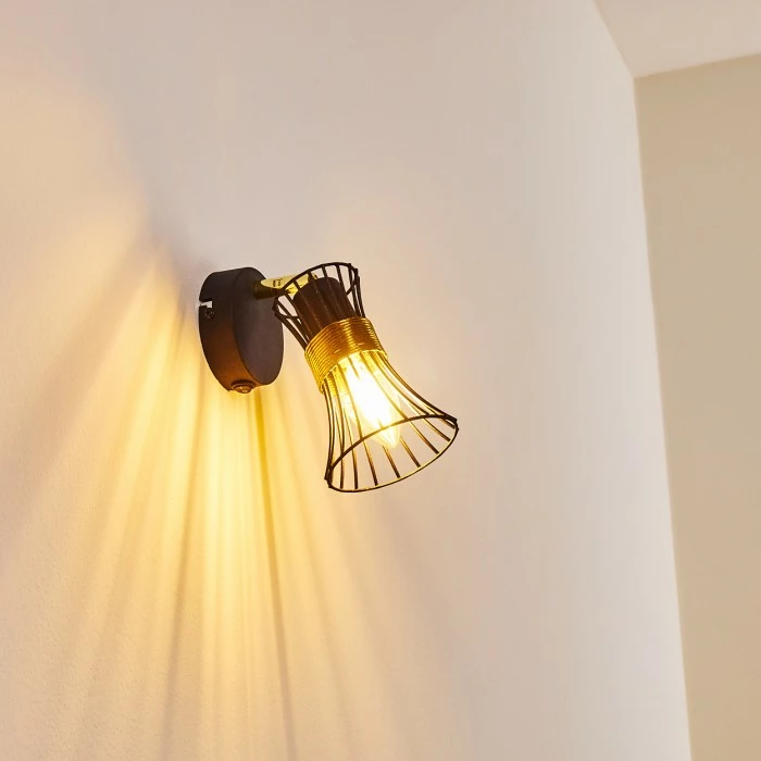 Hofstein Ayen Wandleuchte Schwarz-Gold, 1-flammig 3 Hofstein Ayen Wandleuchte Schwarz-Gold, 1-flammig – Bild 3