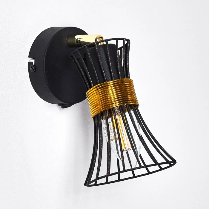 Hofstein Ayen Wandleuchte Schwarz-Gold, 1-flammig 21 Hofstein Ayen Wandleuchte Schwarz-Gold, 1-flammig – Bild 21