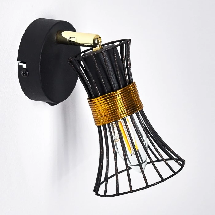 Hofstein Ayen Wandleuchte Schwarz-Gold, 1-flammig 6 Hofstein Ayen Wandleuchte Schwarz-Gold, 1-flammig – Bild 6