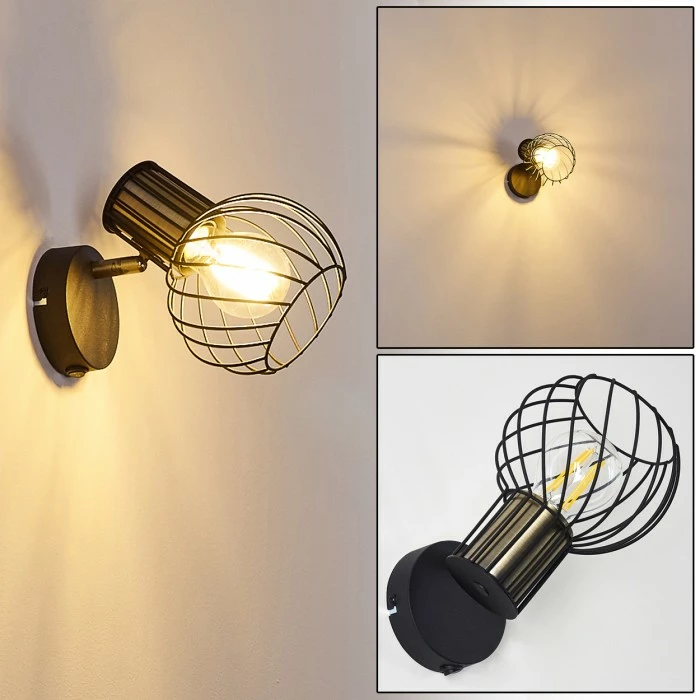 Hofstein Bacau Wandleuchte Schwarz-Gold, 1-flammig 1 Hofstein Bacau Wandleuchte Schwarz-Gold, 1-flammig