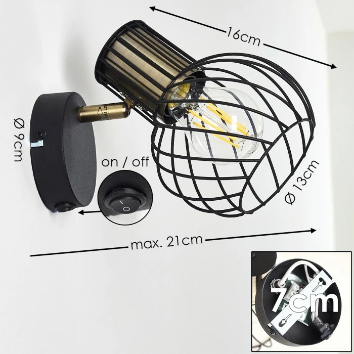 Hofstein Bacau Wandleuchte Schwarz-Gold, 1-flammig 2 Hofstein Bacau Wandleuchte Schwarz-Gold, 1-flammig – Bild 2