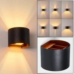 Hofstein Badajoz Wandleuchte LED Schwarz, Kupferfarben, 1-flammig