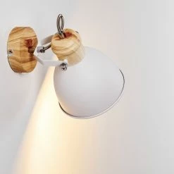 Hofstein Banjul Wandleuchte Weiß, Holz hell, 1-flammig -Wandleuchten Verkaufsgeschäft banjul wandleuchte h3320778 3