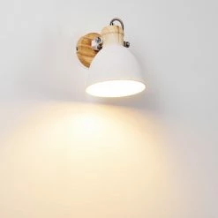 Hofstein Banjul Wandleuchte Weiß, Holz hell, 1-flammig -Wandleuchten Verkaufsgeschäft banjul wandleuchte h3320778 7