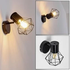 Hofstein Bardhaman Wandleuchte Schwarz, 1-flammig