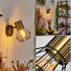 Hofstein Bardhaman Wandleuchte Messing, Schwarz, 1-flammig