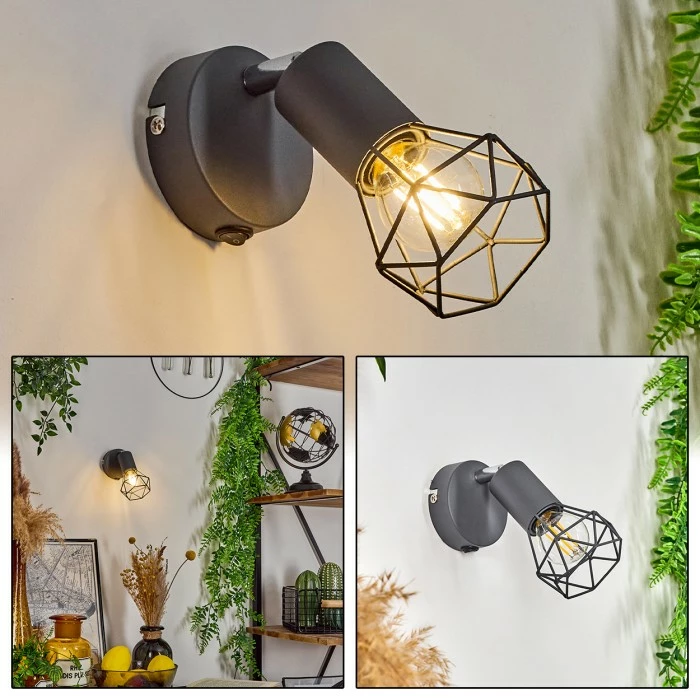 Hofstein Baripada Wandleuchte Chrom, Anthrazit, 1-flammig 1 Hofstein Baripada Wandleuchte Chrom, Anthrazit, 1-flammig