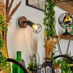 Hofstein Baripada Wandleuchte Schwarz, Holz dunkel, 1-flammig -Wandleuchten Verkaufsgeschäft baripada wandleuchte h3433966 10