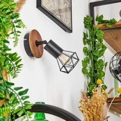 Hofstein Baripada Wandleuchte Schwarz, Holz dunkel, 1-flammig -Wandleuchten Verkaufsgeschäft baripada wandleuchte h3433966 11