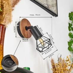 Hofstein Baripada Wandleuchte Schwarz, Holz dunkel, 1-flammig -Wandleuchten Verkaufsgeschäft baripada wandleuchte h3433966 3