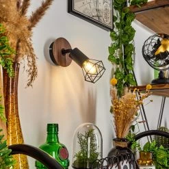 Hofstein Baripada Wandleuchte Schwarz, Holz dunkel, 1-flammig -Wandleuchten Verkaufsgeschäft baripada wandleuchte h3433966 6