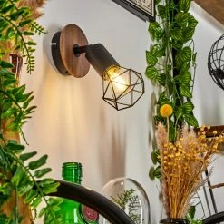 Hofstein Baripada Wandleuchte Schwarz, Holz dunkel, 1-flammig -Wandleuchten Verkaufsgeschäft baripada wandleuchte h3433966 8