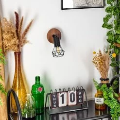 Hofstein Baripada Wandleuchte Schwarz, Holz dunkel, 1-flammig -Wandleuchten Verkaufsgeschäft baripada wandleuchte h3433966 9