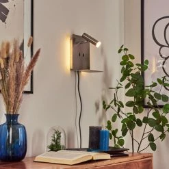 Hofstein Bocozell Wandleuchte Nickel-Matt, 2-flammig