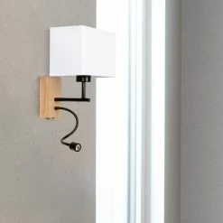 Brilliant Leuchten Rayan Wandleuchte LED Schwarz, Holz hell, 1-flammig -Wandleuchten Verkaufsgeschäft brilliant leuchten rayan wandleuchte g99440 35 5